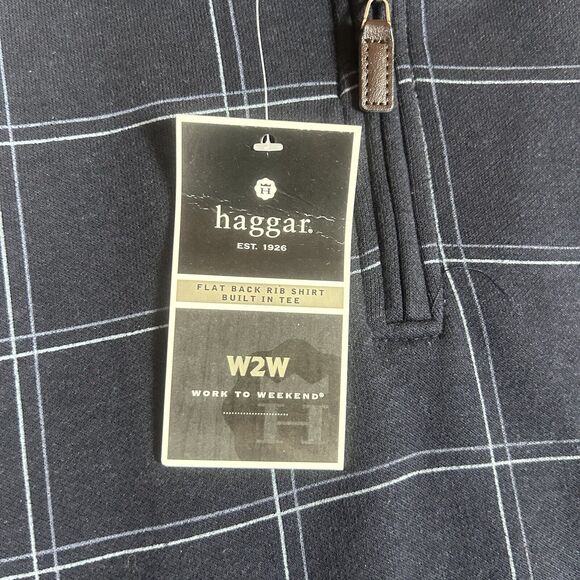 Haggar NEW Built In Tee Men's Large Polo Shirt Long Sleeve Work to Weekend NWT - Picture 2 of 12